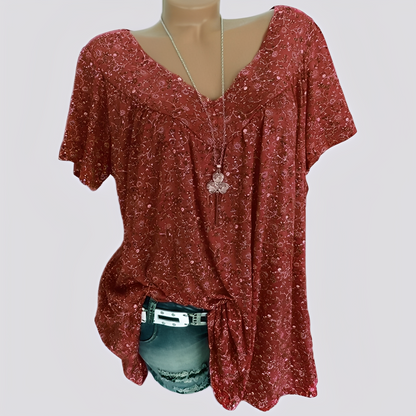 Damen Bluse Blumenmuster Lockere Passform Sommerweiß