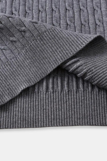 Damen Strickpullover Zopfmuster Reißverschluss