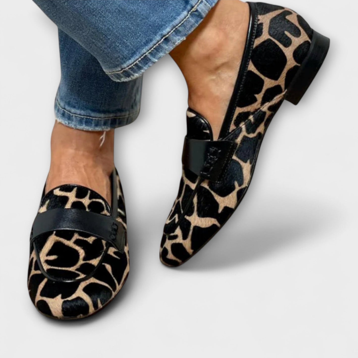 Klassische Herren Loafers Echtleder Tiermuster