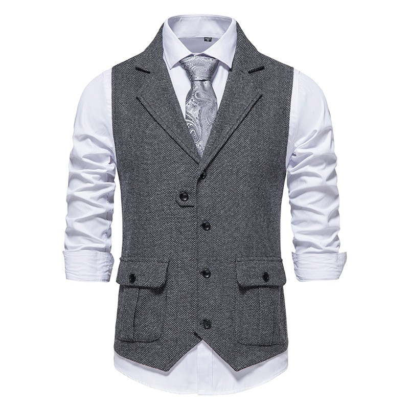 Herren Weste Elegant Baumwolle Mit Seitentaschen - Norvielle