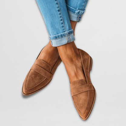 Damen Loafer Schuhe Wildleder Beige - Norvielle