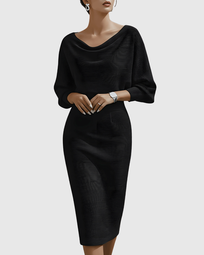 Elegantes Damen Midi-Kleid mit Drapierung