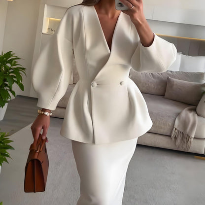 Damenkleid Mit Peplum Rockset Elegant