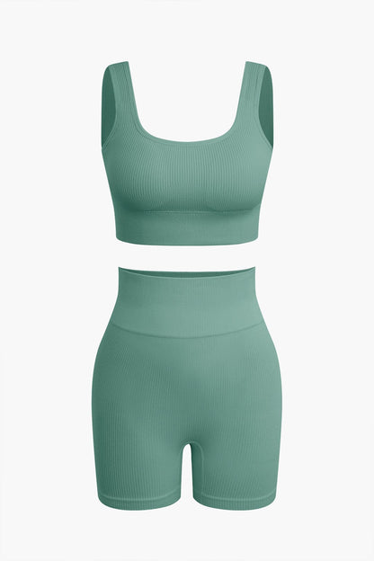 Damen Sport-Set Nahtloses Crop- Yoga-Shorts