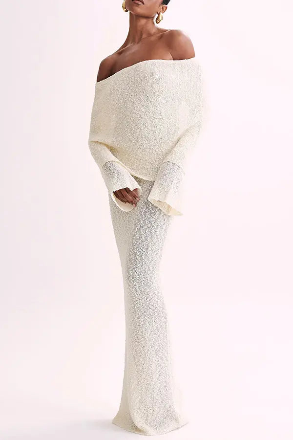 Damen Maxikleid Bouclé Lang - Norvielle