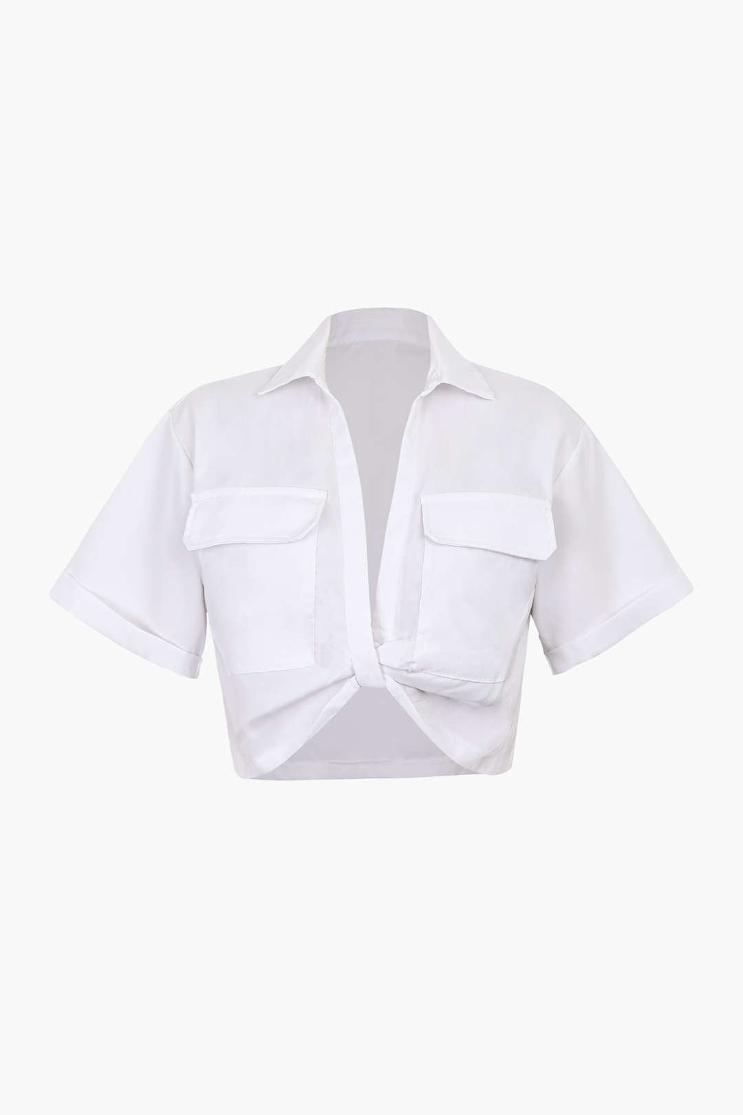 Damen Kurzarmshirt Crop Modern mit Kragen - Norvielle