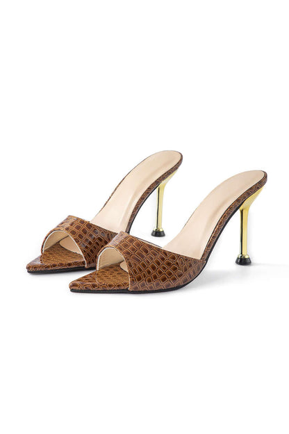 e Damen High Heels Mule aus Leder Elegant