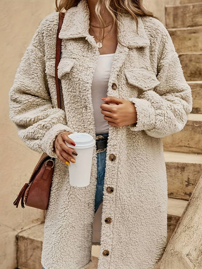 Damen Teddyjacke Weich Warm Braun