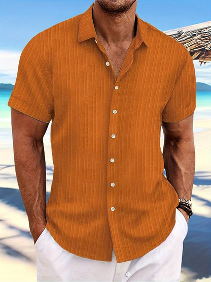 Herren Sommerhemd Kurzärmelig Gestreift Relaxed Fit