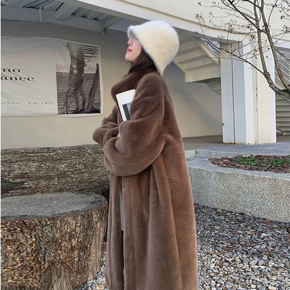 Damen Kunstfelljacke Glamour Winter