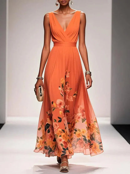 Damen Maxikleid Sommer Floralmuster Leicht