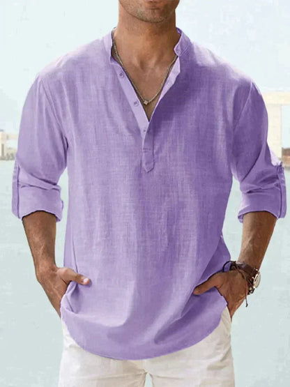 Herren Henley Hemd Baumwolle Modern