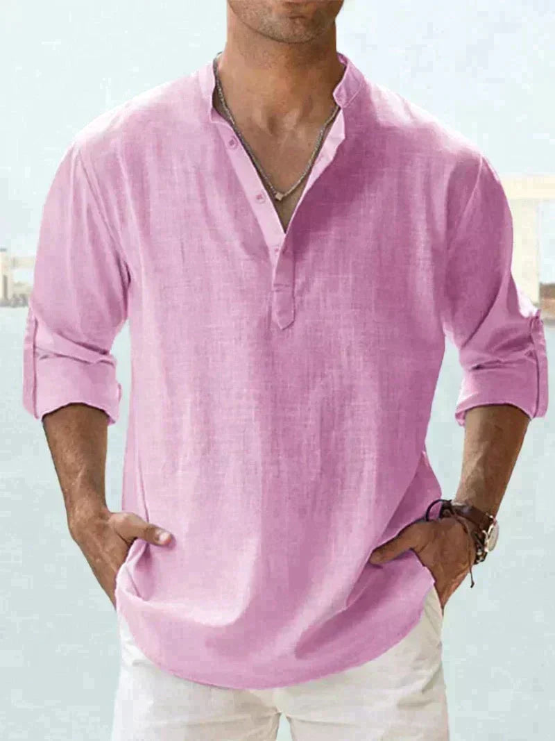 Herren Henley Hemd Baumwolle Modern