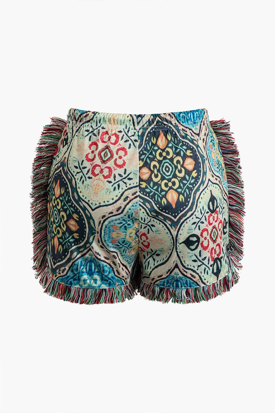 Boho Damen-Zweiteiler-Set Blumenprint Fransen