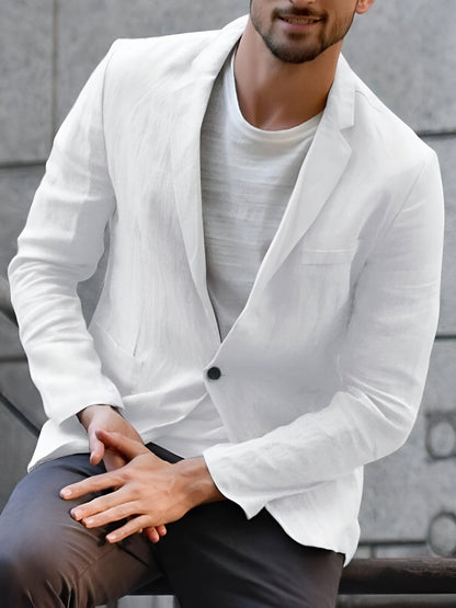 Herren Leinen-Sakko Sommer Lässig Beige - Norvielle
