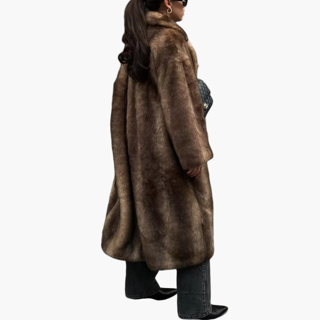 Damen Wintermantel Oversized Kunstfell Lang