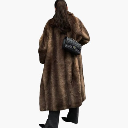 Damen Wintermantel Oversized Kunstfell Lang
