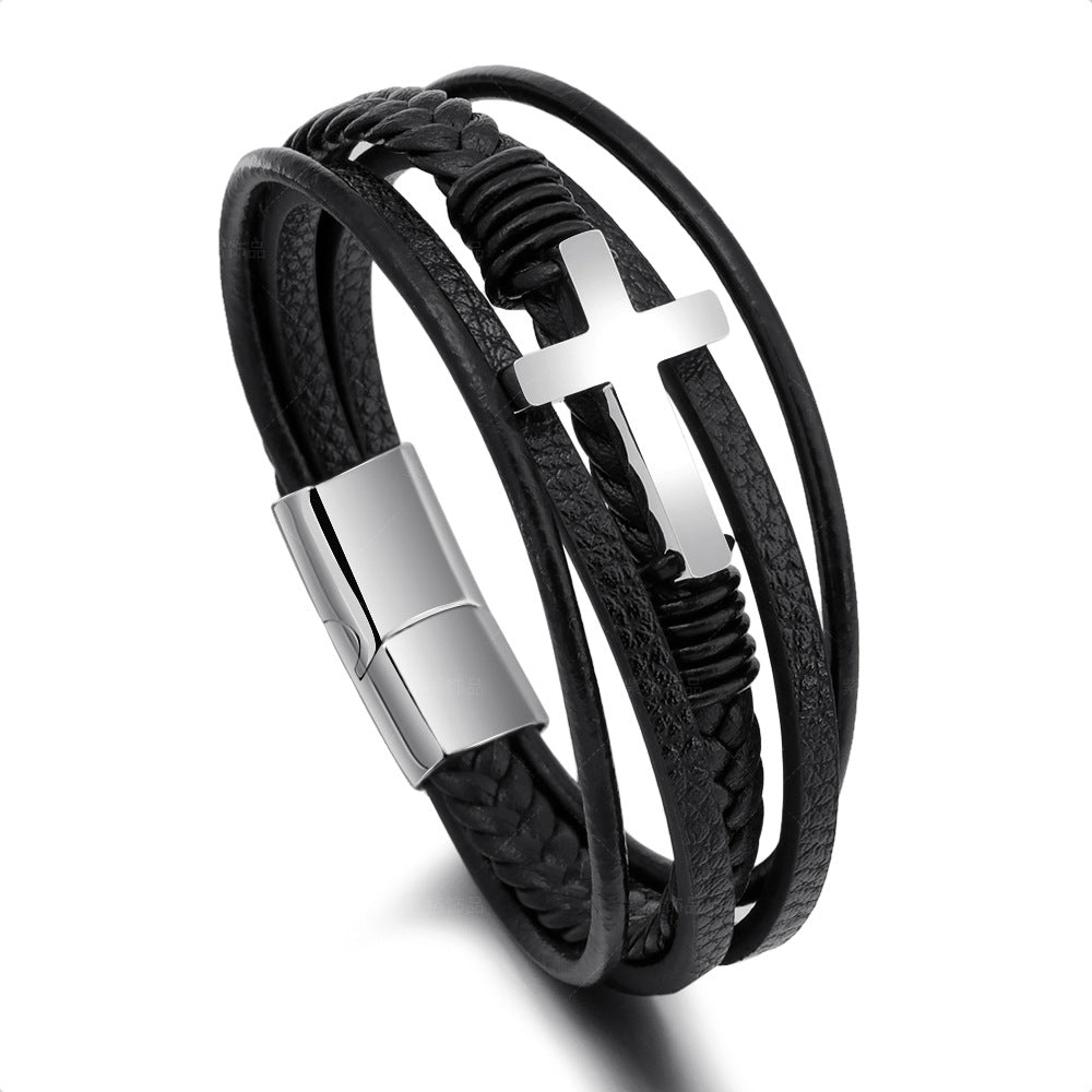Edelstahl Herren Armband Kreuz Schmuck Modern