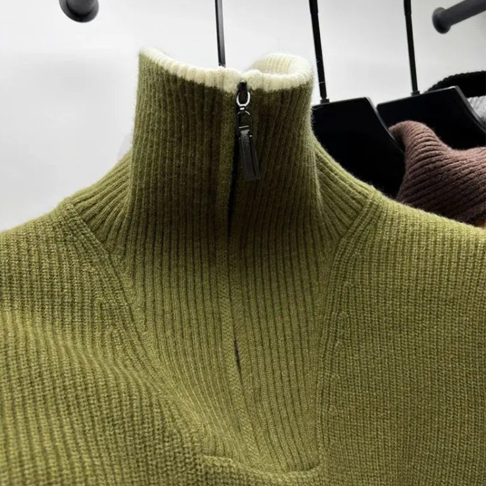 Herren Pullover Stehkragen Reißverschluss Sportlich