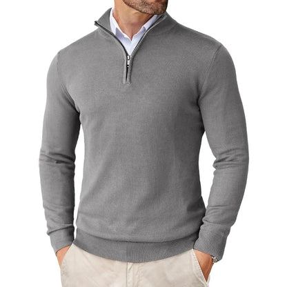 Herren Strickpullover Weich Reißverschluss Baumwolle