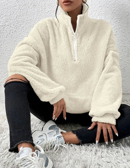 Damen Fleece-Pullover Oversized Bequem Warm - Norvielle