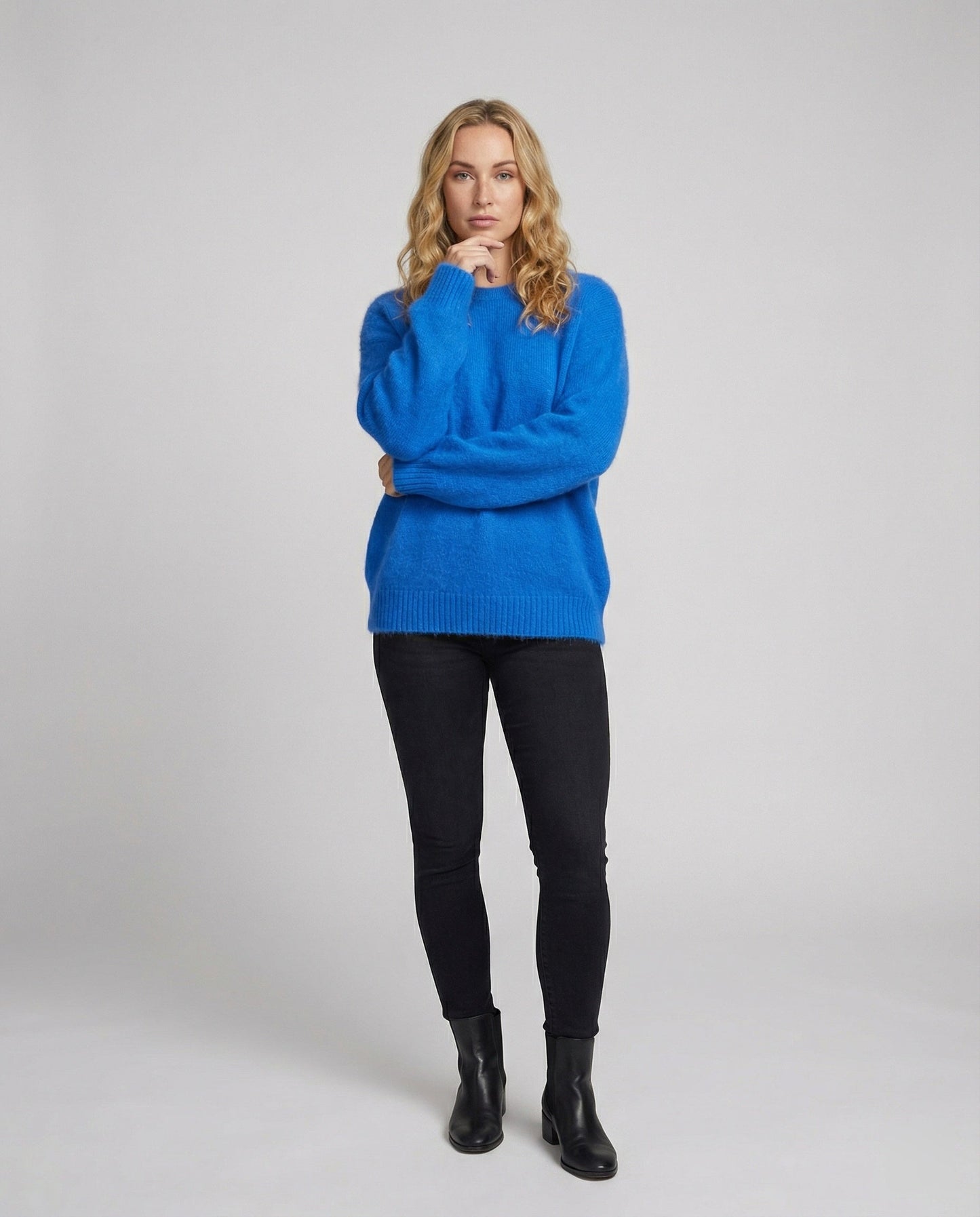 Damen Pullover Oversized Kaninchenhaar-Mix Weich
