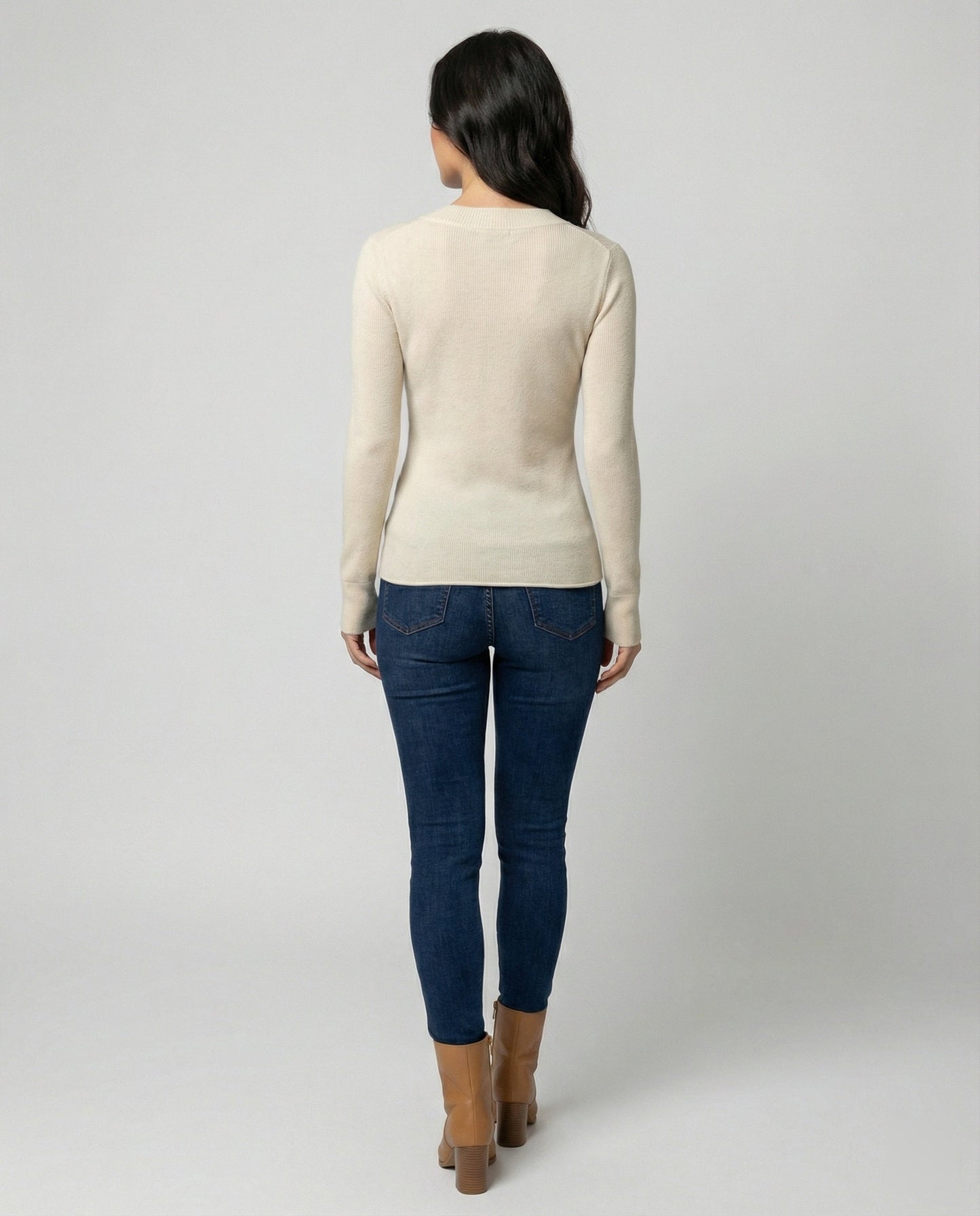 Damen Kaschmirpullover Strick Warm V-Ausschnitt