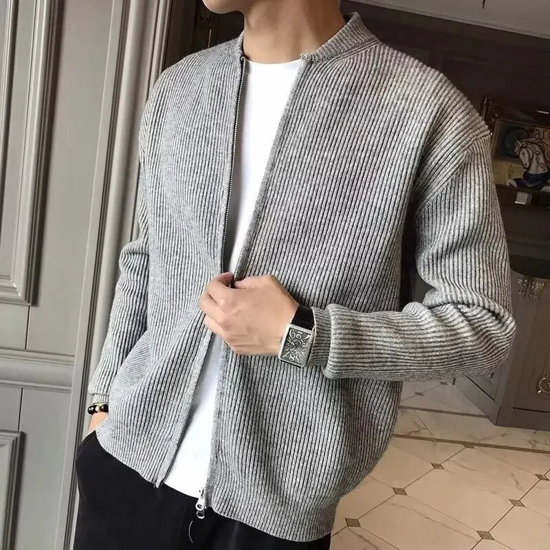Herren Strickjacke Klassisch Reißverschluss Warm