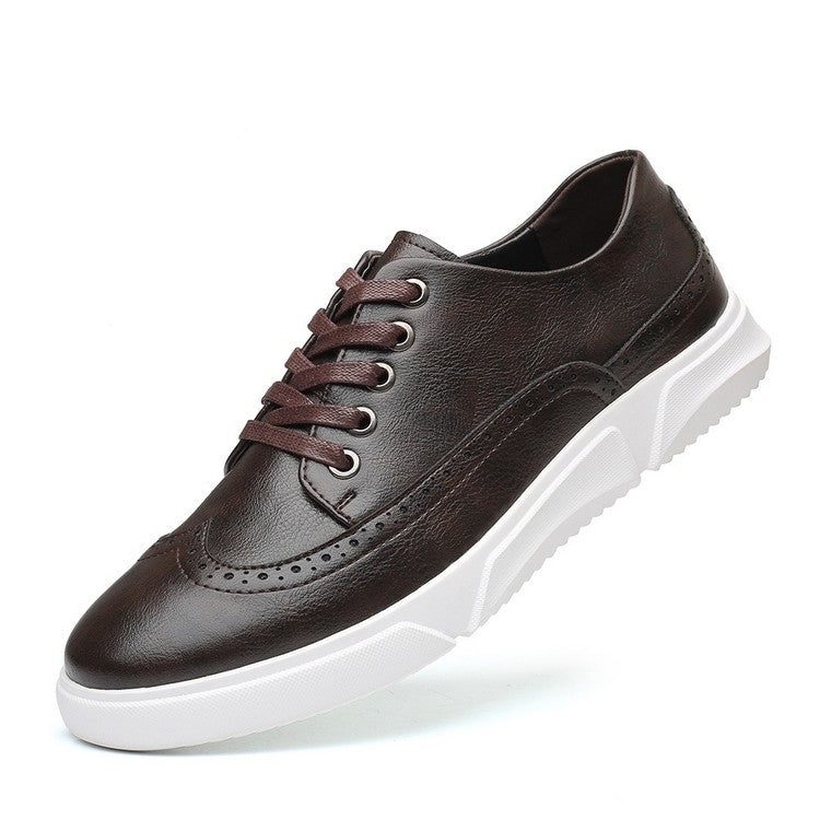 Herren Leder Sneaker Elegant Braun Geschäftslook