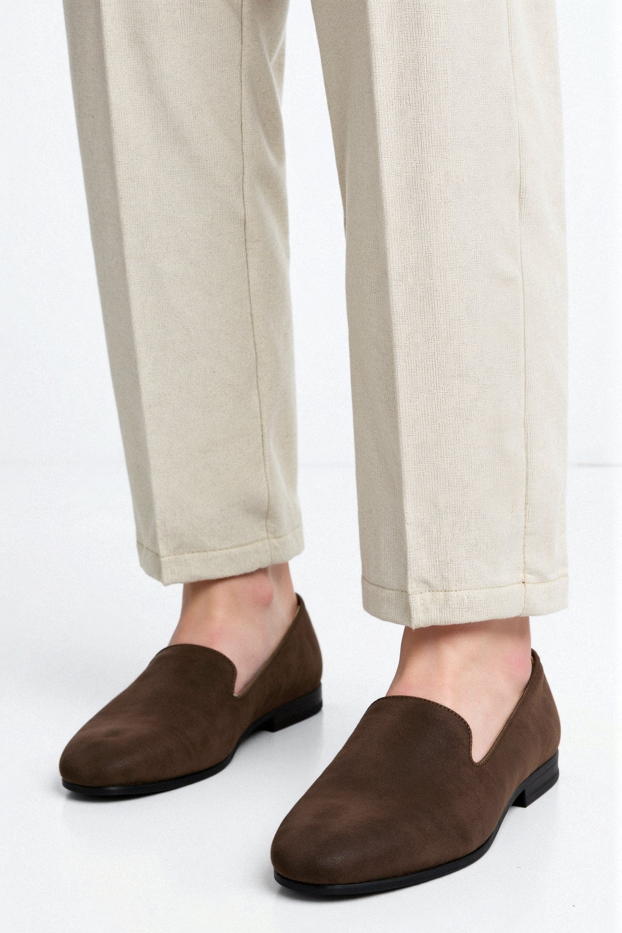 Braune Herren Loafer Schuhe Wildleder Elegant