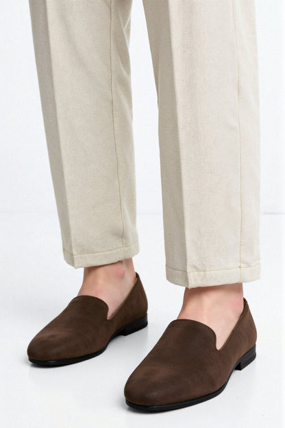 Braune Herren Loafer Schuhe Wildleder Elegant