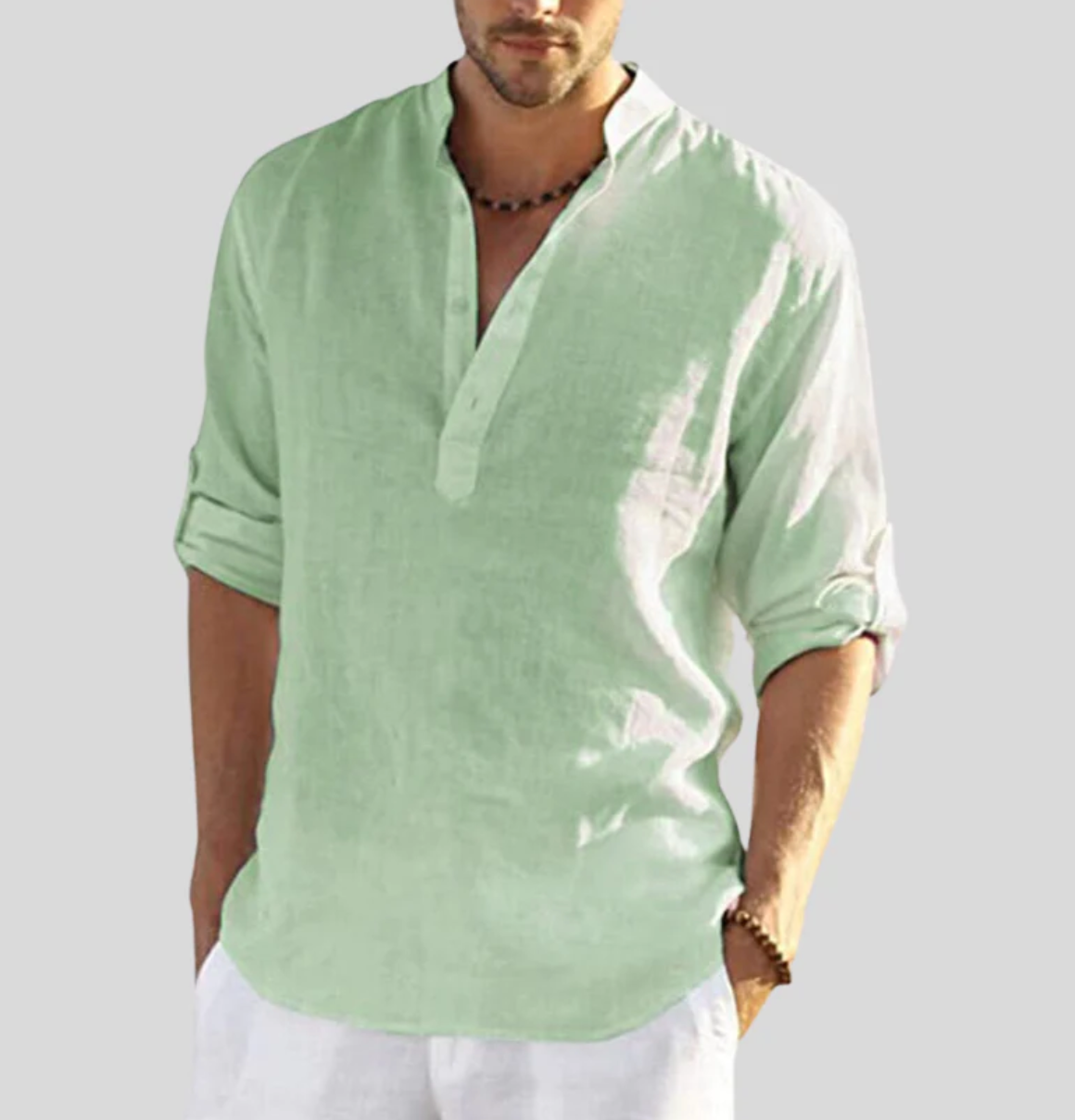Herren Leinenhemd Adriano Sommer Leinen Weiss