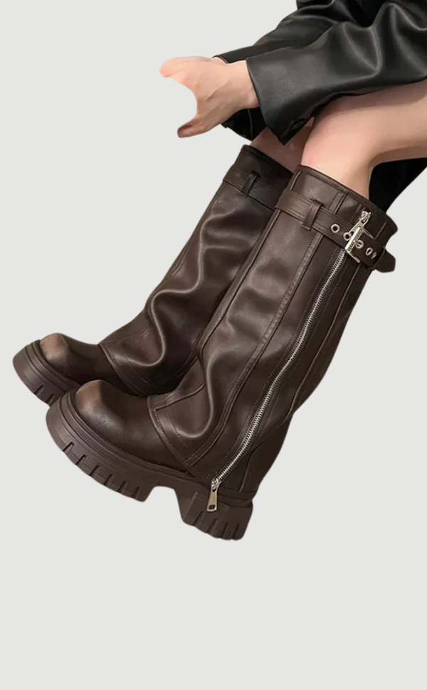 Damen Kniehohe Plateau-Stiefel - Norvielle