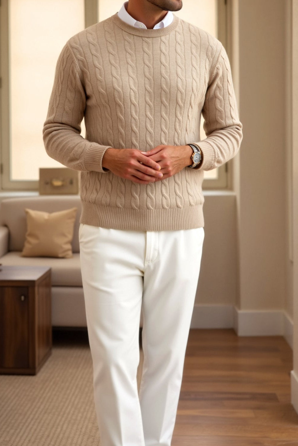 Damen Zopfstrick Pullover Elegantes Design