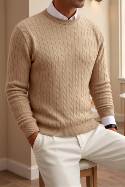 Damen Zopfstrick Pullover Elegantes Design