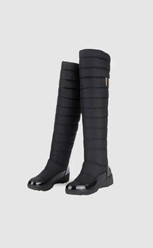 Damen Overknee Stiefel Warm Schwarz - Norvielle