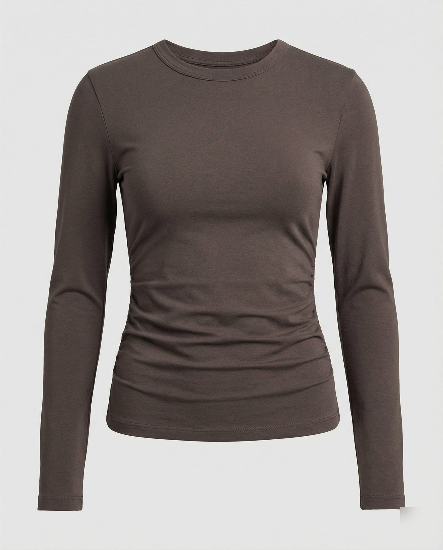Damen Slim Fit Langarmshirt Rundhals Modal Basic