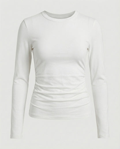 Damen Slim Fit Langarmshirt Rundhals Modal Basic