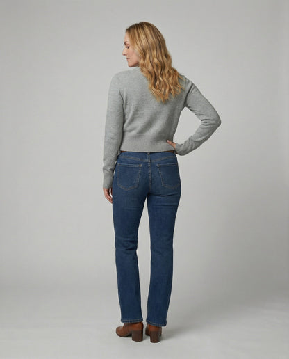 Damen Slim-Fit Strickpullover Rundhals Winterwolle