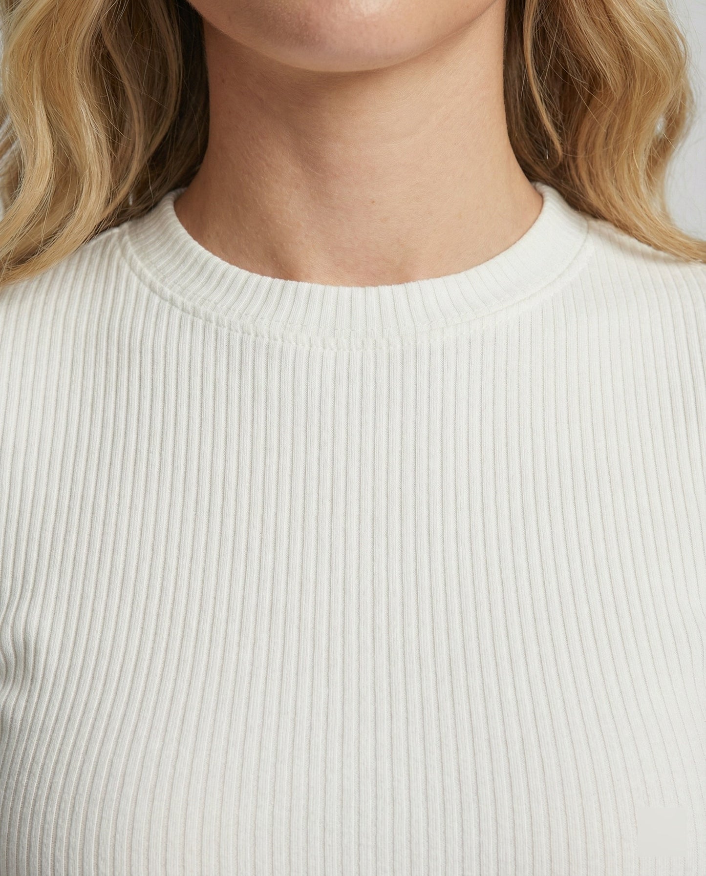 Damen Slimfit T-Shirt Kurzarm Strukturiert