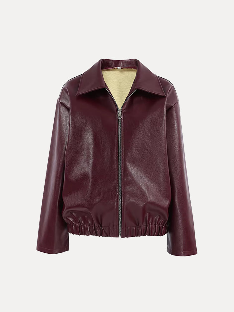 Damen Lederjacke Kunstleder Modern