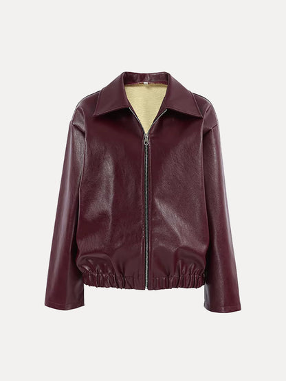 Damen Lederjacke Kunstleder Modern