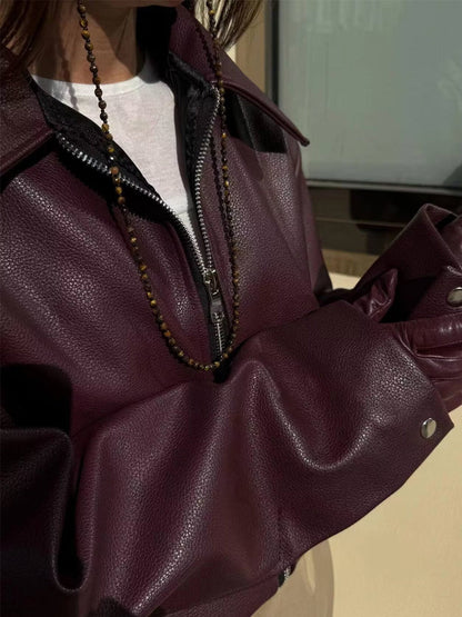 Damen Lederjacke Kunstleder Modern