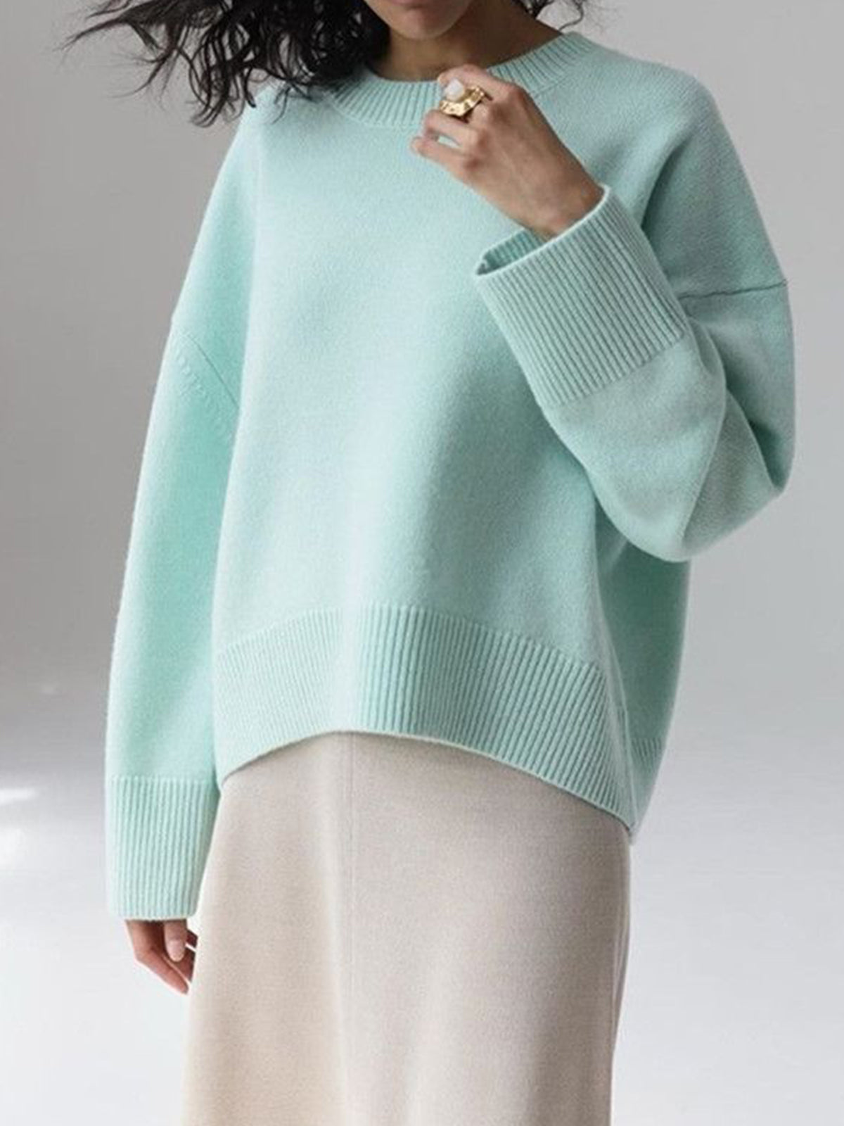 Damen Oversized Pullover Weich Groß