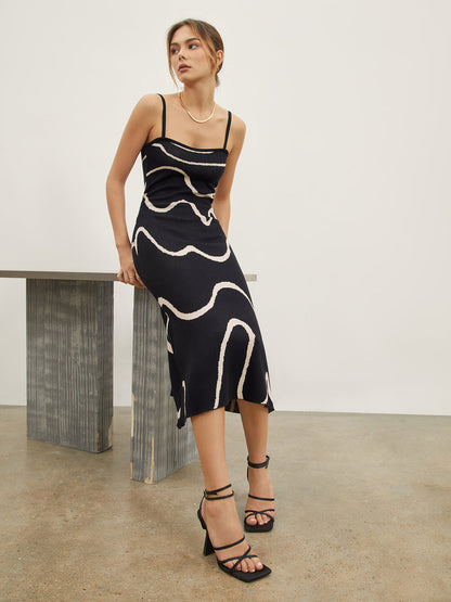 Damen Midikleid Figurschmeichelnd Abstrakt - Norvielle