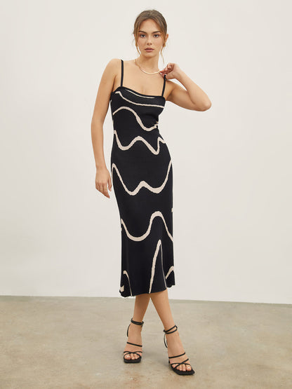 Damen Midikleid Figurschmeichelnd Abstrakt