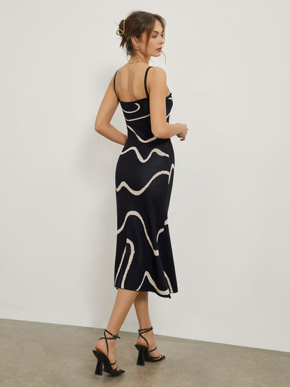Damen Midikleid Figurschmeichelnd Abstrakt