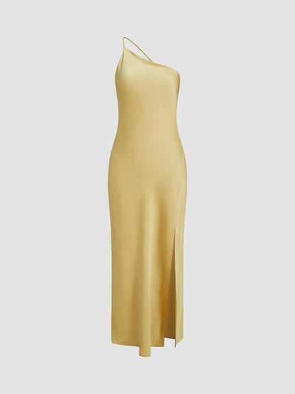 Damen Maxikleid Rückenfrei Satin Feine Träger