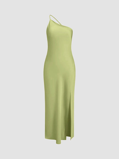 Damen Maxikleid Rückenfrei Satin Feine Träger
