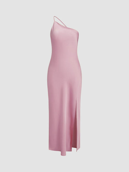 Damen Maxikleid Rückenfrei Satin Feine Träger